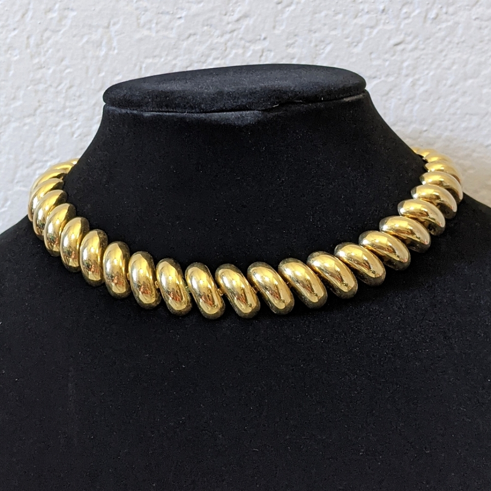 Vintage Fusilli Chain Necklace, Gold, 16+"